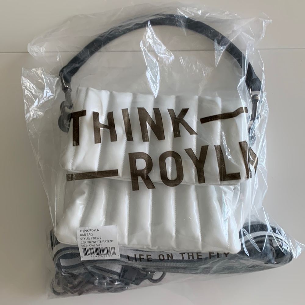 Think Royln Bar Bag White Patent NWOT